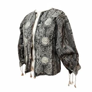 Mayan Jaspe Floral Embroidered Jacket in a slight green/teal tone